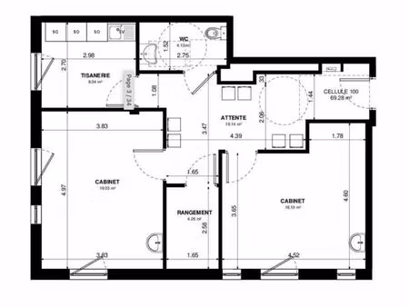 quetigny - local commercial 1 pièce à vendre - 76m2 - 231 400 € - réf: 6478 - bourse immob