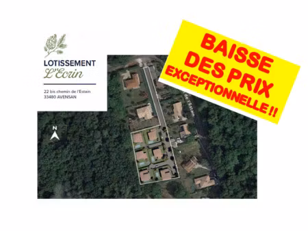 baisse de prix exceptionnelle ! terrains prêts à construire à avensan (33) à partir de 119