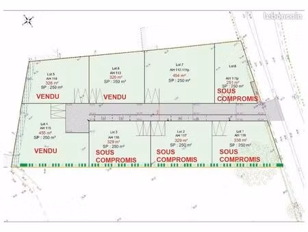 terrain 250 m² ligné