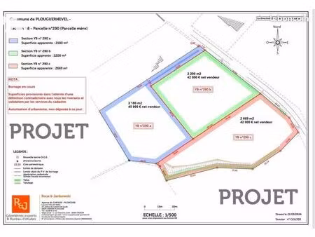 terrain 2180 m² plouguernevel