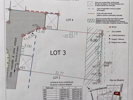 vente terrain  566.00m²  loire