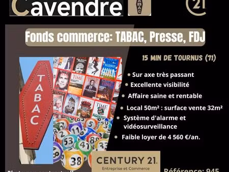 fonds de commerce  tabac 50 m² tournus