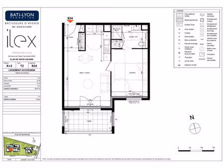 vente appartement 2 pièces 43 m² à francheville (69340)  310 000 €