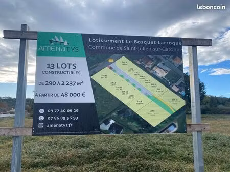 terrain 290 m² saint julien sur garonne