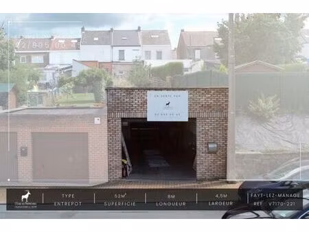 à vendre : entrepôt avec fosse à fayt-lez-manage !