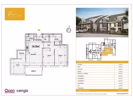 en vente appartement 74 76 m² – 260 000 € |rettel