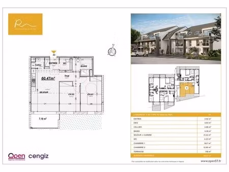 en vente appartement 60 47 m² – 205 000 € |rettel