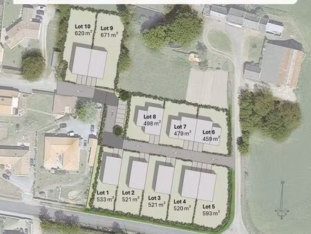 lotissement de 10 terrains   de 458 m² à 675 m²  viabilisés  libres de constructeur