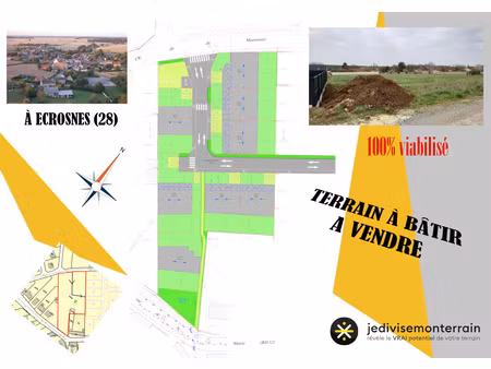 a vendre terrain constructible de 400m2 - viabilisé - ecrosnes (28)