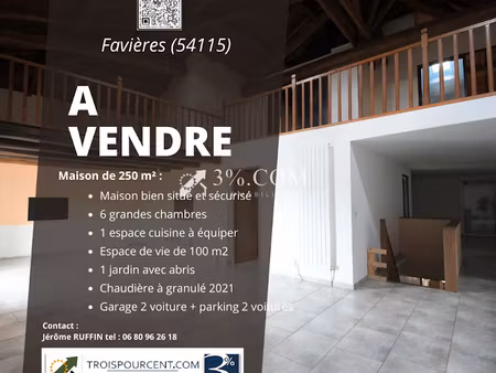 vente maison 8 pièces 250 m² à favieres (54115)  199 948 €