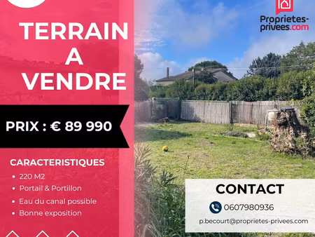 terrain plat à bâtir 220 m2 libre constructeur