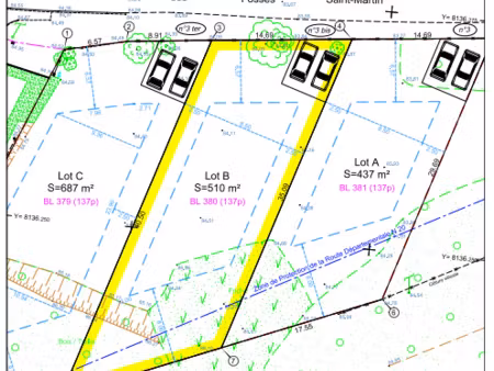 etampes  quartier saint-martin  terrain à bâtir de 510 m2 à