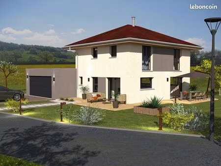 maison contemporaine quatre pans garage double accolé - l'hopital du grosbois