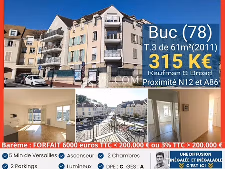 vente appartement 3 pièces 61.5 m² à buc (78530)  315 000 €