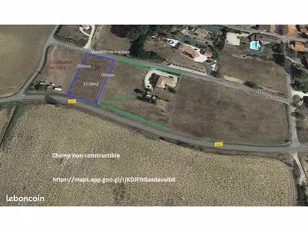 terrain à bâtir 2228m2 gazaupouy viabilisé expo sud