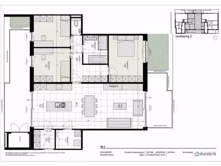 ruim 3 slaapkamerappartement met 2 grote terrassen
