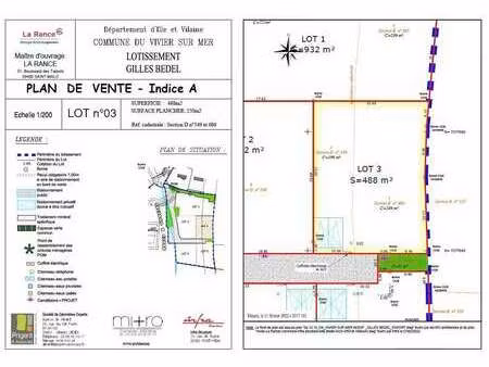 vente terrain au vivier-sur-mer (35960) : à vendre / le vivier-sur-mer