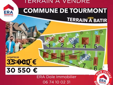 terrain tourmont 1512 m2   borné  viabilisé.... à 5 km de poligny (parcelle n°6)