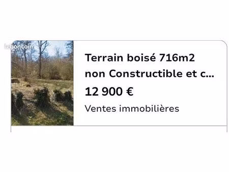 terrain classé de 716m2 à villemarechal