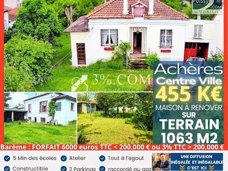 vente terrain 1063 m² à acheres (78260)  455 000 €