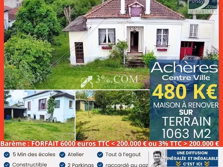 vente terrain 1063 m² à acheres (78260)  480 000 €
