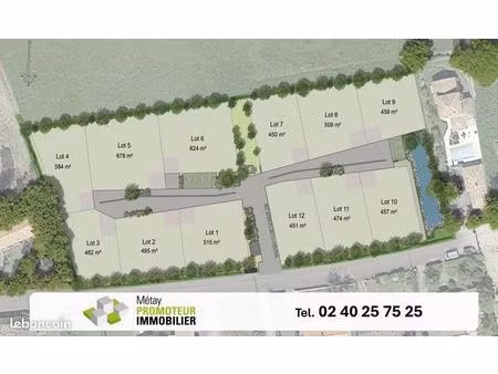 lotissement de 12 terrains de 450 m² à 678 m²  viabilisés  libres de constructeur