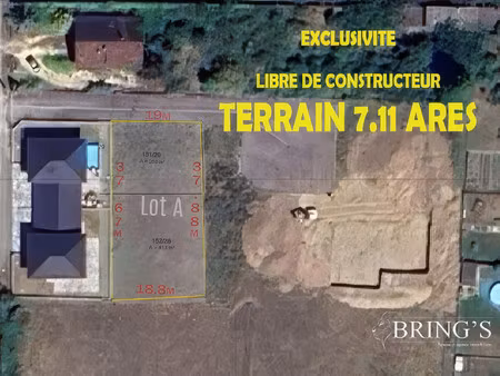 terrain viabilise 711m2 libre de constructeur