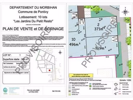 vente terrain à pontivy (56300) : à vendre / 369m² pontivy
