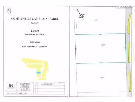 terrain 599 m² camblain l abbe