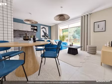 appartement rez-de-jardin 67 m² • 3 p • 2 chambres • garage avec espace rangement • terras