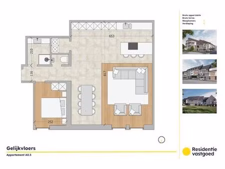 kwalitatief gelijkvloers 1-slaapkamerappartement in residentie soetkin