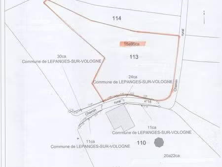 terrain à bâtir de 1595 m² à lépanges-sur-vologne