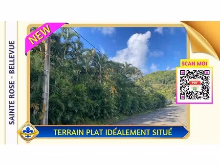 sainte-rose bellevue : terrain plat 590 m²  viabilisé et strat