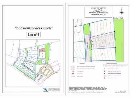 vente terrain 847 m² la geneytouse (87400)