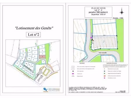 vente terrain 855 m² la geneytouse (87400)