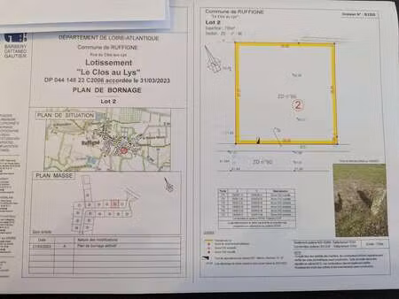 vente terrain à ruffigné (44660) : à vendre / 735m² ruffigné
