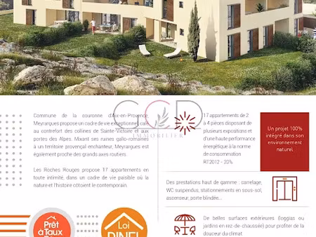 vente appartement 3 pièces 63.99 m² à meyrargues (13650)  329 000 €