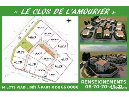 terrains viabilisés pont de barret 64 000 euros