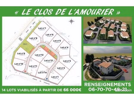 terrains viabilisés pont de barret 66000 euros