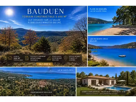 rare bauduen terrain constructible 3 600 m2 lac de sai