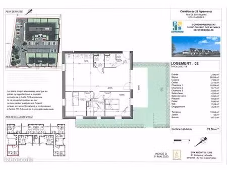 appartement 3 pièces 70 m²