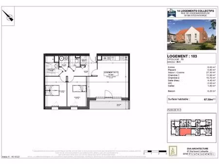 appartement 3 pièces 68 m²