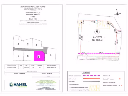 vente terrain à saint-thual (35190) : à vendre / 763m² saint-thual