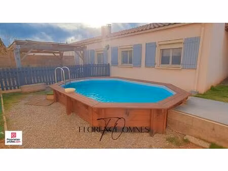 maison 93m2 plain-pied- 3 chambres - jardin - piscine - fonties d'aude - 199500