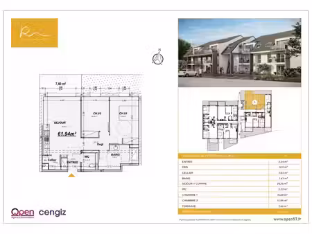 en vente appartement 61 94 m² – 205 000 € |rettel
