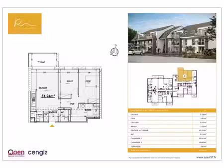 en vente appartement 61 94 m² – 220 000 € |rettel