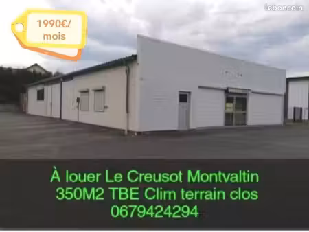 bâtiment local industriel ou commercialle creusot 350m2 clos sécurisé tbe