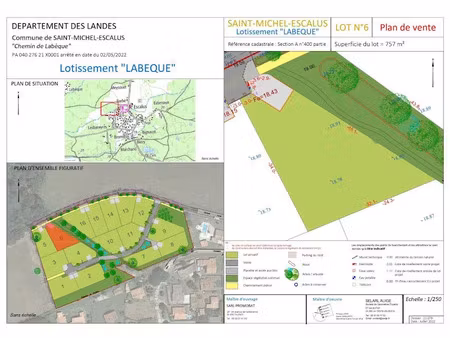 vente terrain à batir 757 m² à saint-michel-escalus (40550)  120 000 €