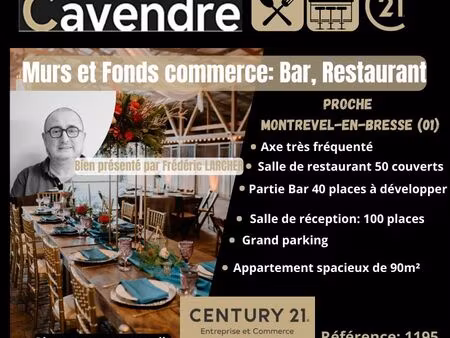 bar  fonds de commerce  restaurant 200 m² montrevel en bresse