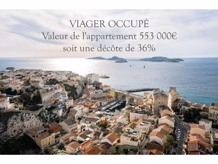 vallon des auffes - viager occupé - t3/4 vue panoramique mer et ville